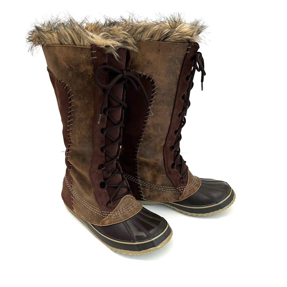 Sorel | Cate the Great | Leather | Fax Fur | Lace Up | Tall Boots | Sz EUR 40